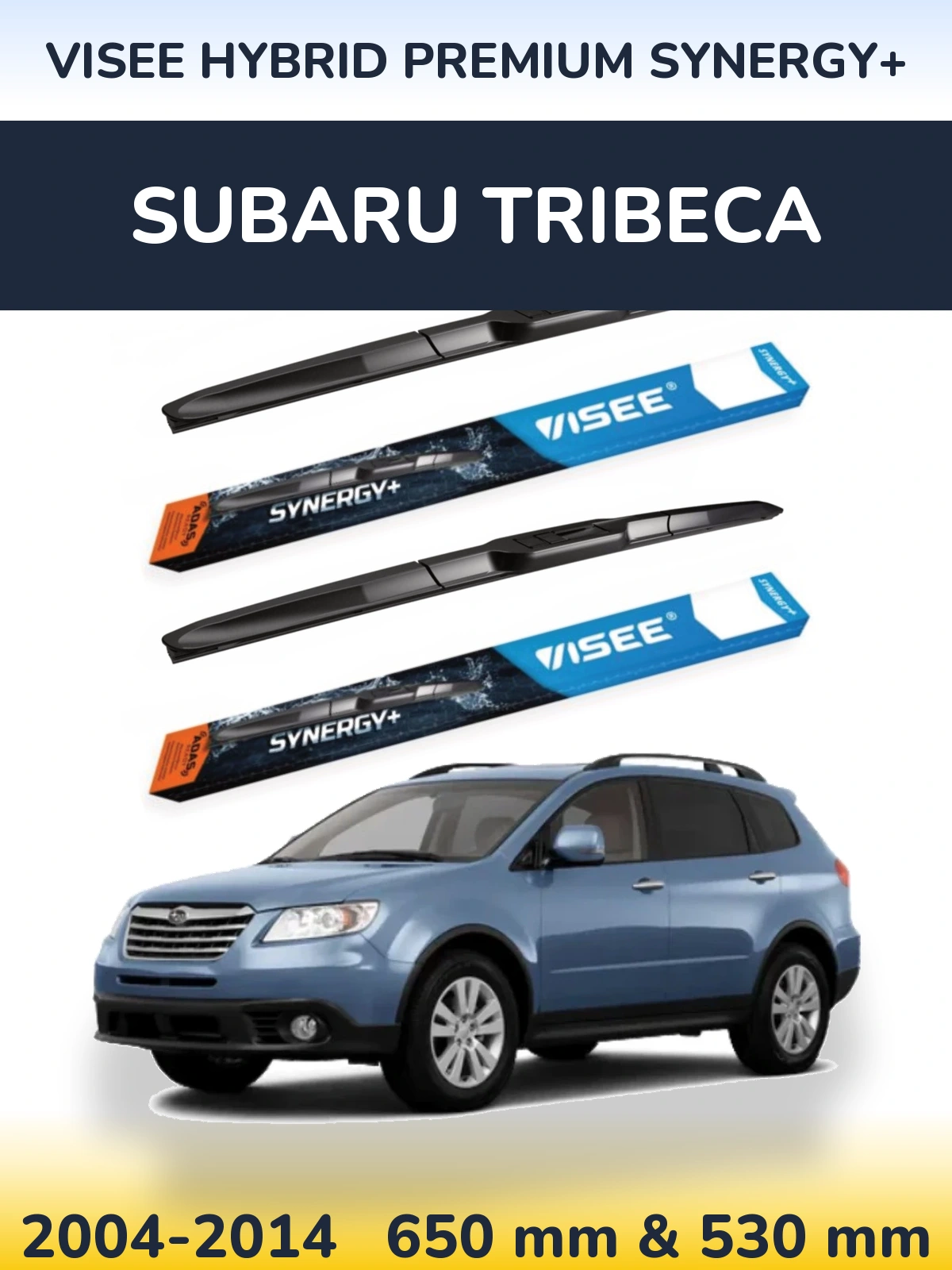 Komplet przednich wycieraczek VISEE HYBRID PREMIUM SYNERGY+ 650 & 530 mm do Subaru Tribeca 2004-2014