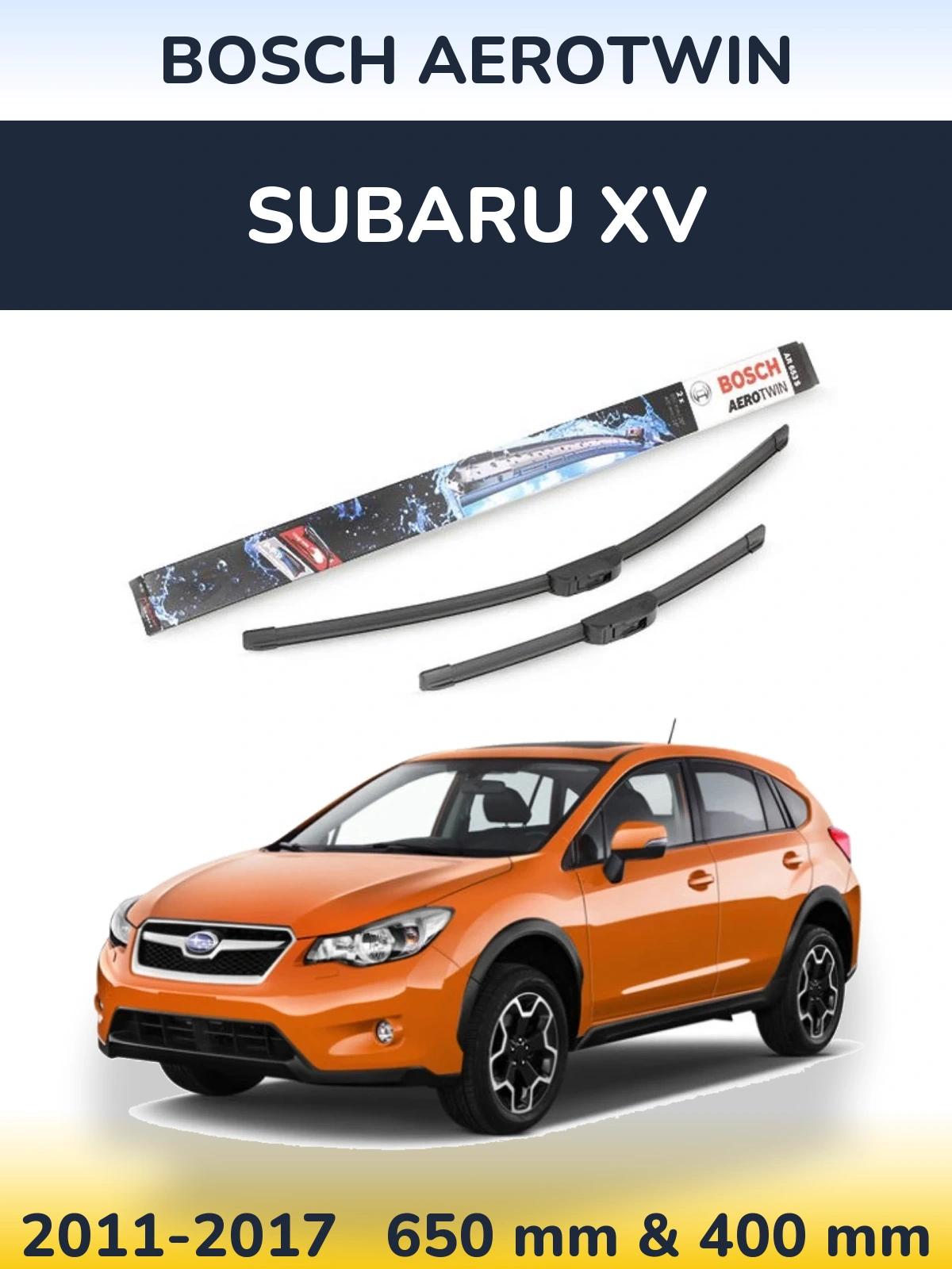 Komplet przednich wycieraczek BOSCH AeroTwin 650 & 400 mm do Subaru XV 2011-2017