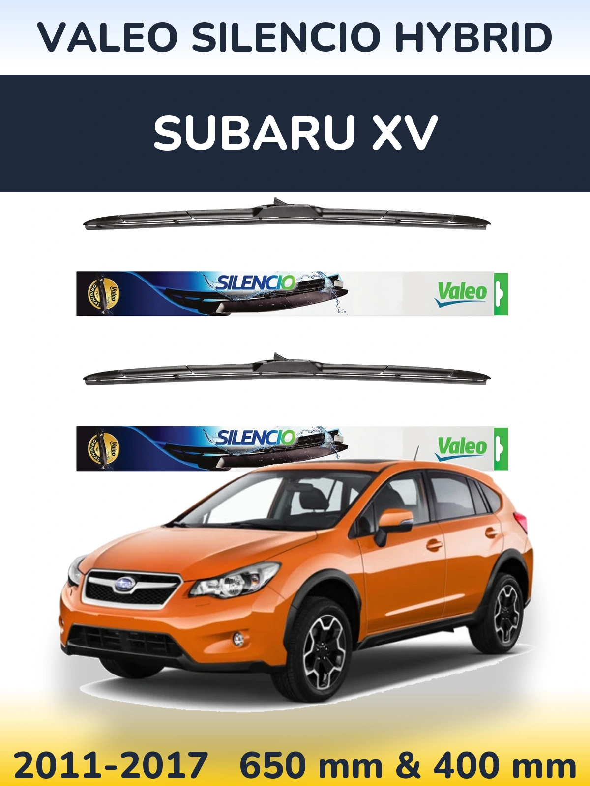 Komplet przednich wycieraczek Valeo Silencio Hybrid 650 & 400 mm do Subaru XV 2011-2017