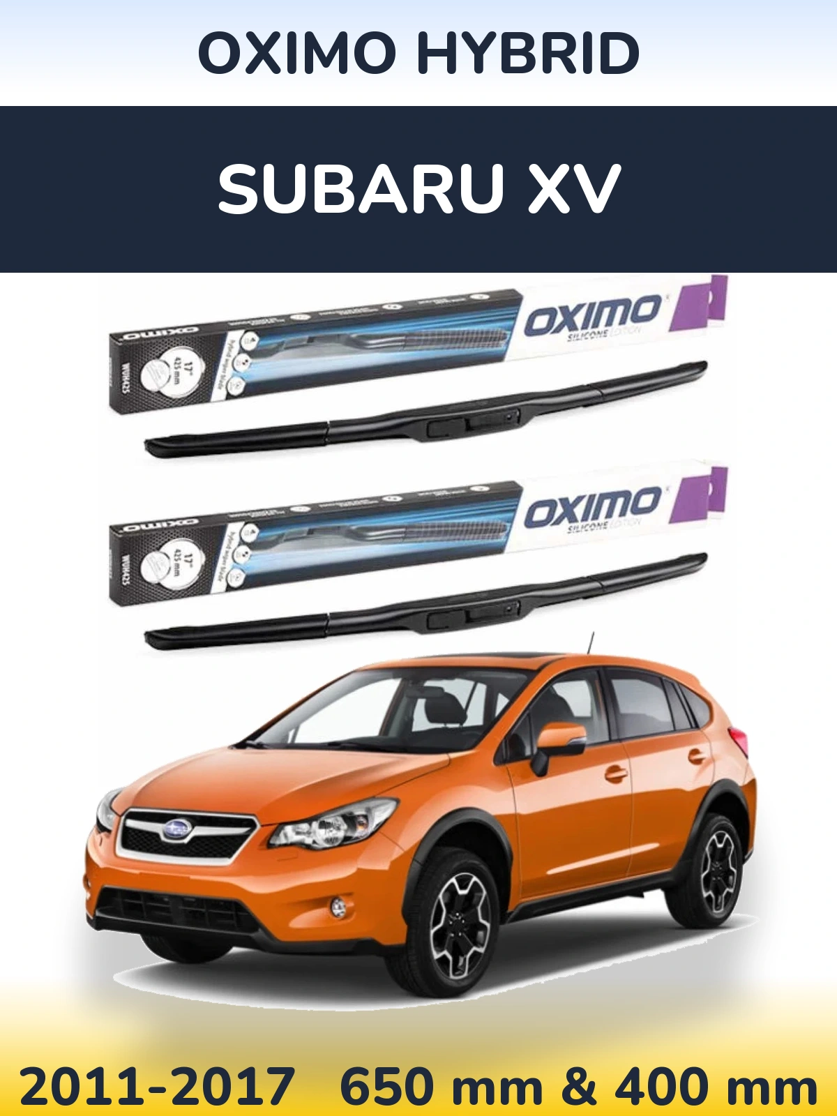 Komplet przednich wycieraczek Oximo Hybrid 650 & 400 mm do Subaru XV 2011-2017