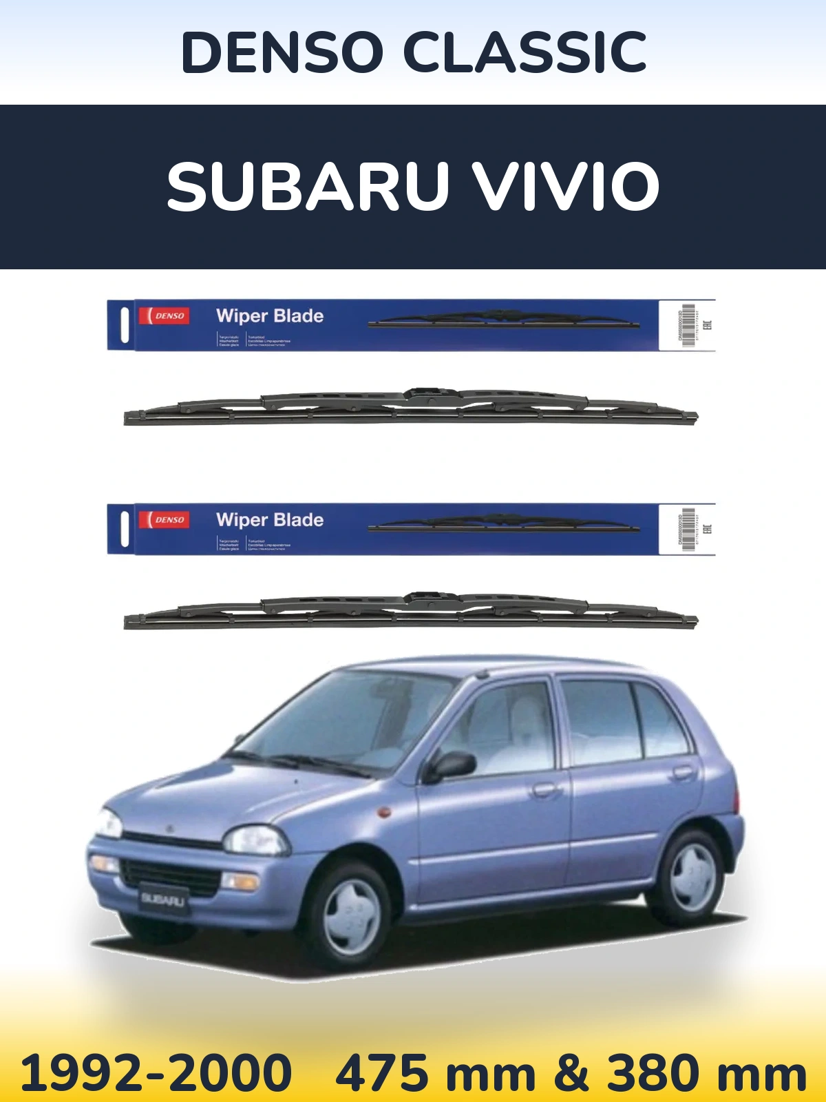 Komplet przednich wycieraczek Denso Classic 475 & 380 mm do Subaru Vivio 1992-2000