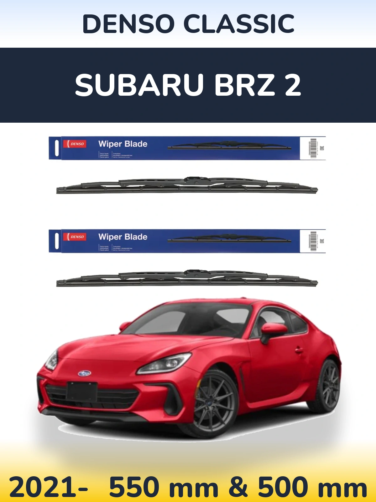 Komplet przednich wycieraczek Denso Classic 550 & 500 mm do Subaru BRZ 2 2021-2026