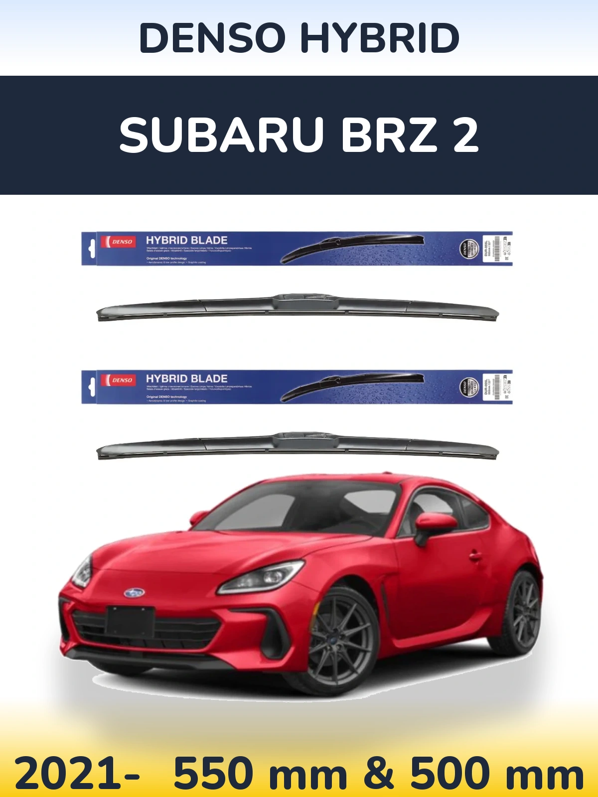 Komplet przednich wycieraczek Denso Hybrid 550 & 500 mm do Subaru BRZ 2 2021-2026