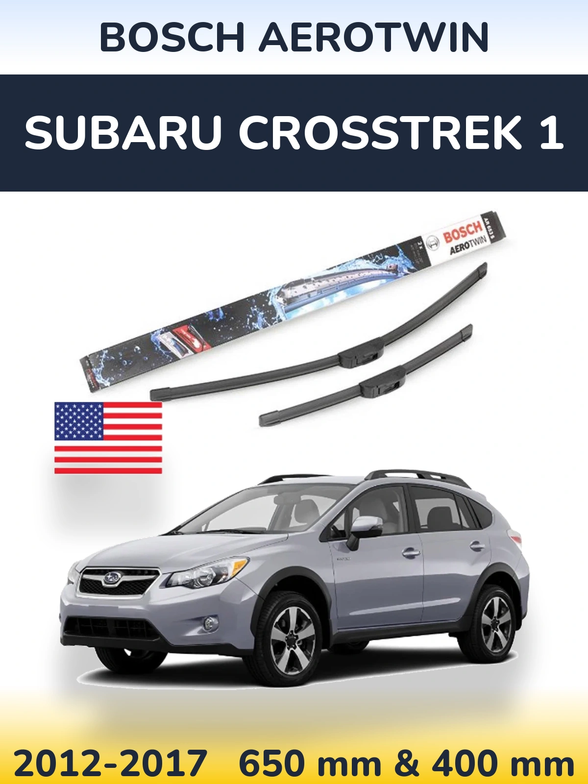 Komplet przednich wycieraczek BOSCH AeroTwin 650 & 400 mm do Subaru Crosstrek 1 2012-2017