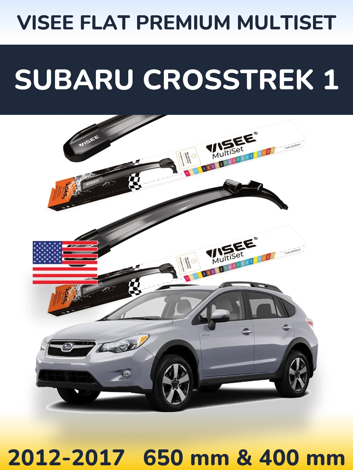 Komplet przednich wycieraczek VISEE FLAT PREMIUM MultiSet 650 & 400 mm do Subaru Crosstrek 1 2012-2017