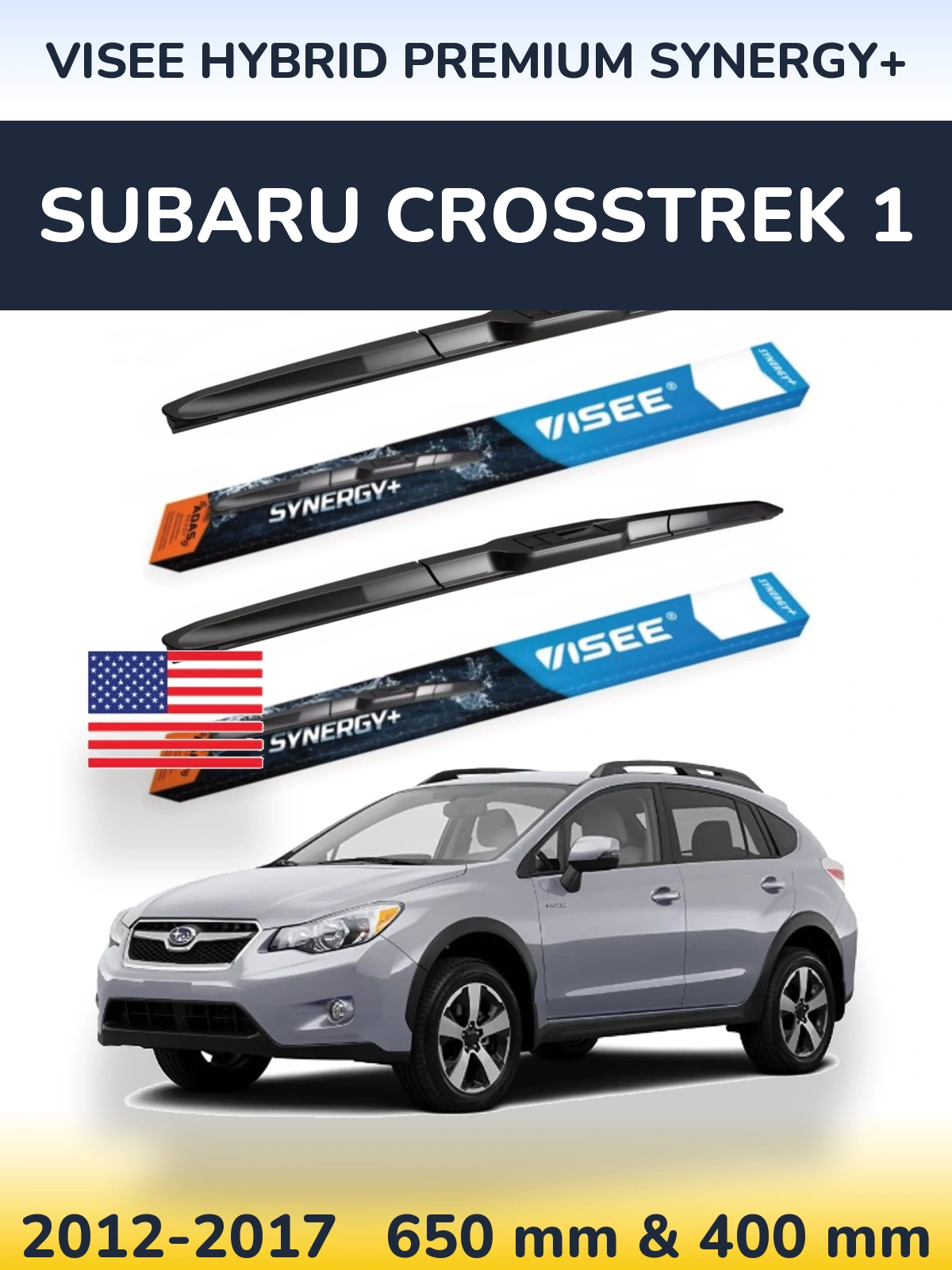 Комплект передних дворников VISEE HYBRID PREMIUM SYNERGY+ 650 & 400 мм для Subaru Crosstrek 1 2012-2017