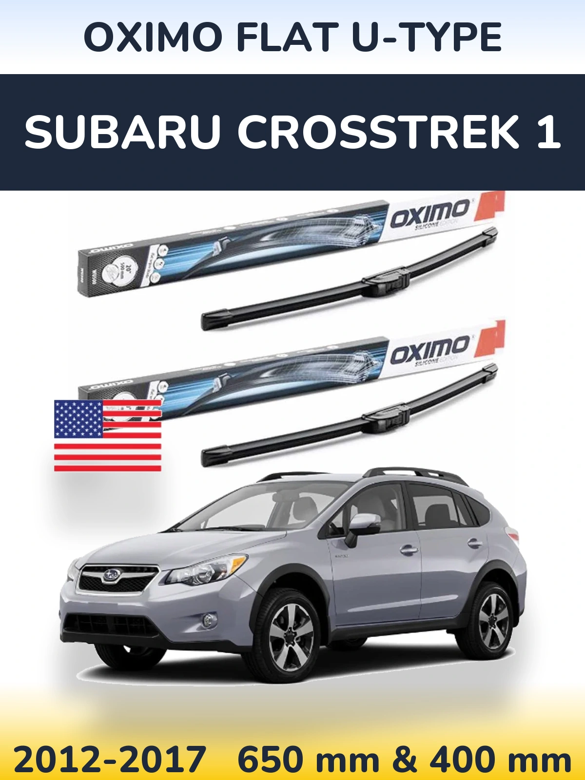 Комплект передних дворников Oximo Flat U-type 650 & 400 мм для Subaru Crosstrek 1 2012-2017