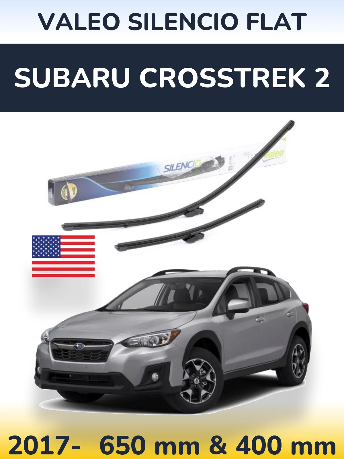 Komplet przednich wycieraczek Valeo Silencio Flat 650 & 400 mm do Subaru Crosstrek 2 2017-2026