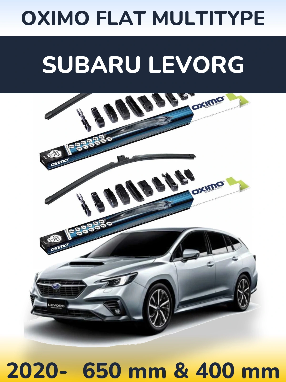 Front wiper blade set Oximo Flat MultiTypee 650 & 400 mm for Subaru Levorg 2020-2026