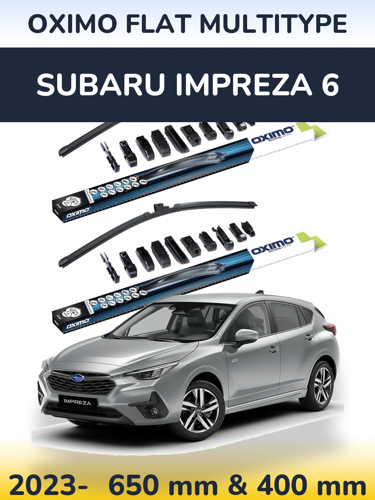 Komplet przednich wycieraczek Oximo Flat MultiType 650 & 400 mm do Subaru Impreza 6 2023-2026
