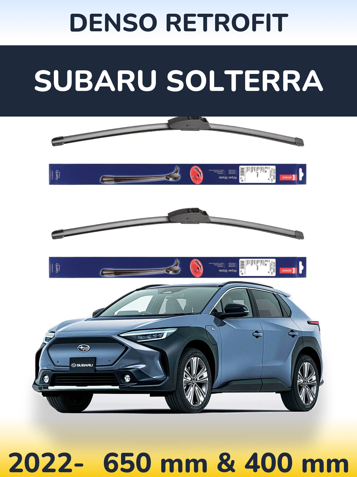 Комплект передних дворников Denso Retrofit 650 & 400 мм для Subaru Solterra 2022-2026