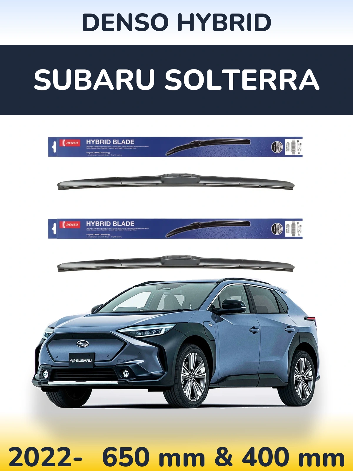 Komplet przednich wycieraczek Denso Hybrid 650 & 400 mm do Subaru Solterra 2022-2026