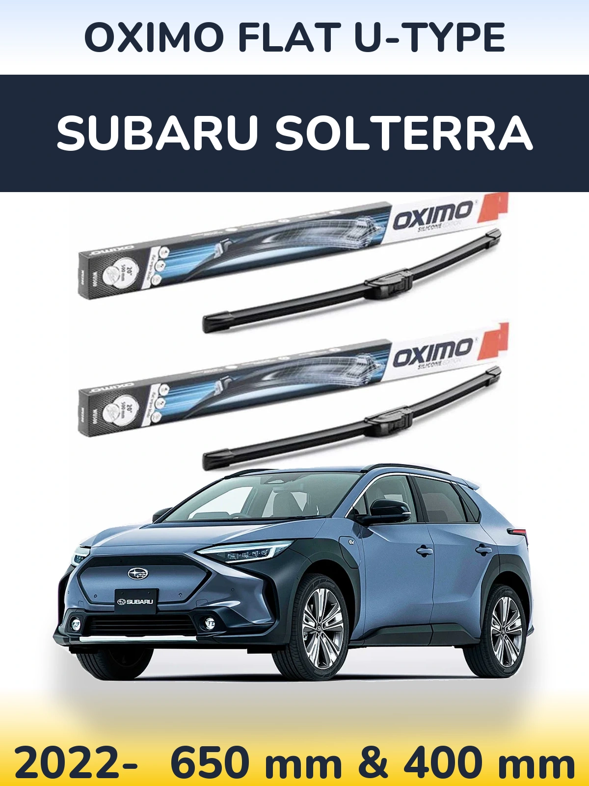 Komplet przednich wycieraczek Oximo Flat U-type 650 & 400 mm do Subaru Solterra 2022-2026