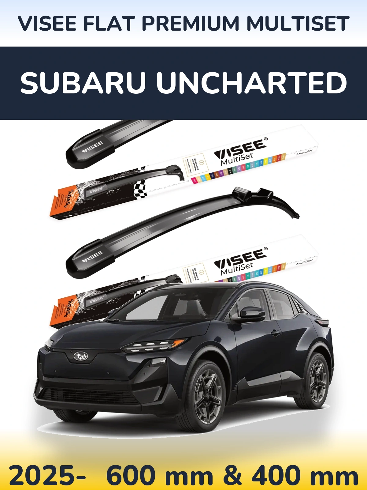 Komplet przednich wycieraczek VISEE FLAT PREMIUM MultiSet 600 & 400 mm do Subaru Uncharted 2025-2026