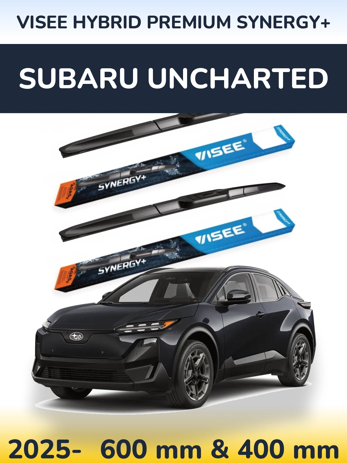 Komplet przednich wycieraczek VISEE HYBRID PREMIUM SYNERGY+ 600 & 400 mm do Subaru Uncharted 2025-2026