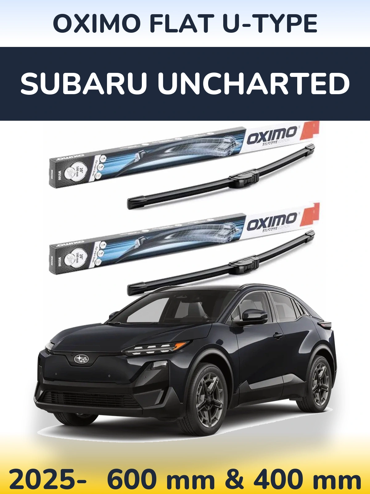 Komplet przednich wycieraczek Oximo Flat U-type 600 & 400 mm do Subaru Uncharted 2025-2026