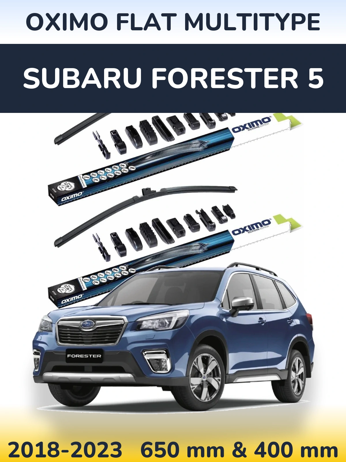 Комплект передних дворников Oximo Flat MultiТипe 650 & 400 мм для Subaru Forester 5 2018-2023