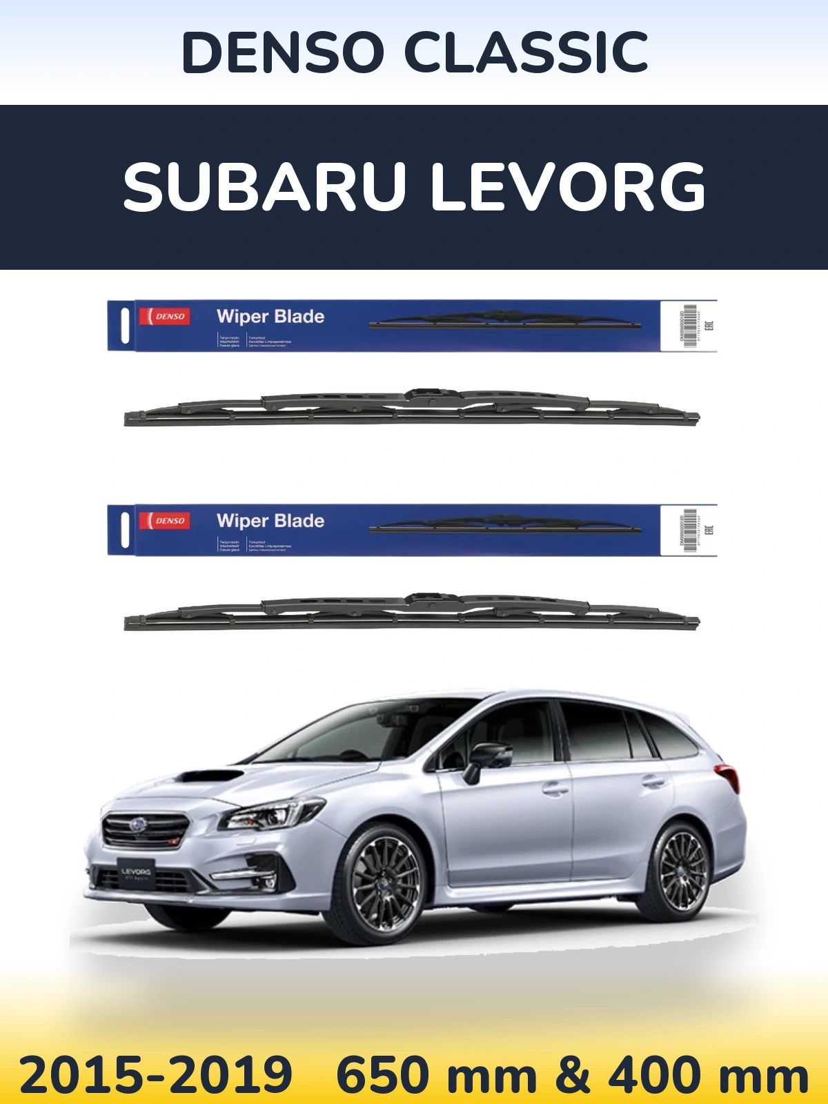 Komplet przednich wycieraczek Denso Classic 650 & 400 mm do Subaru Levorg 2015-2019