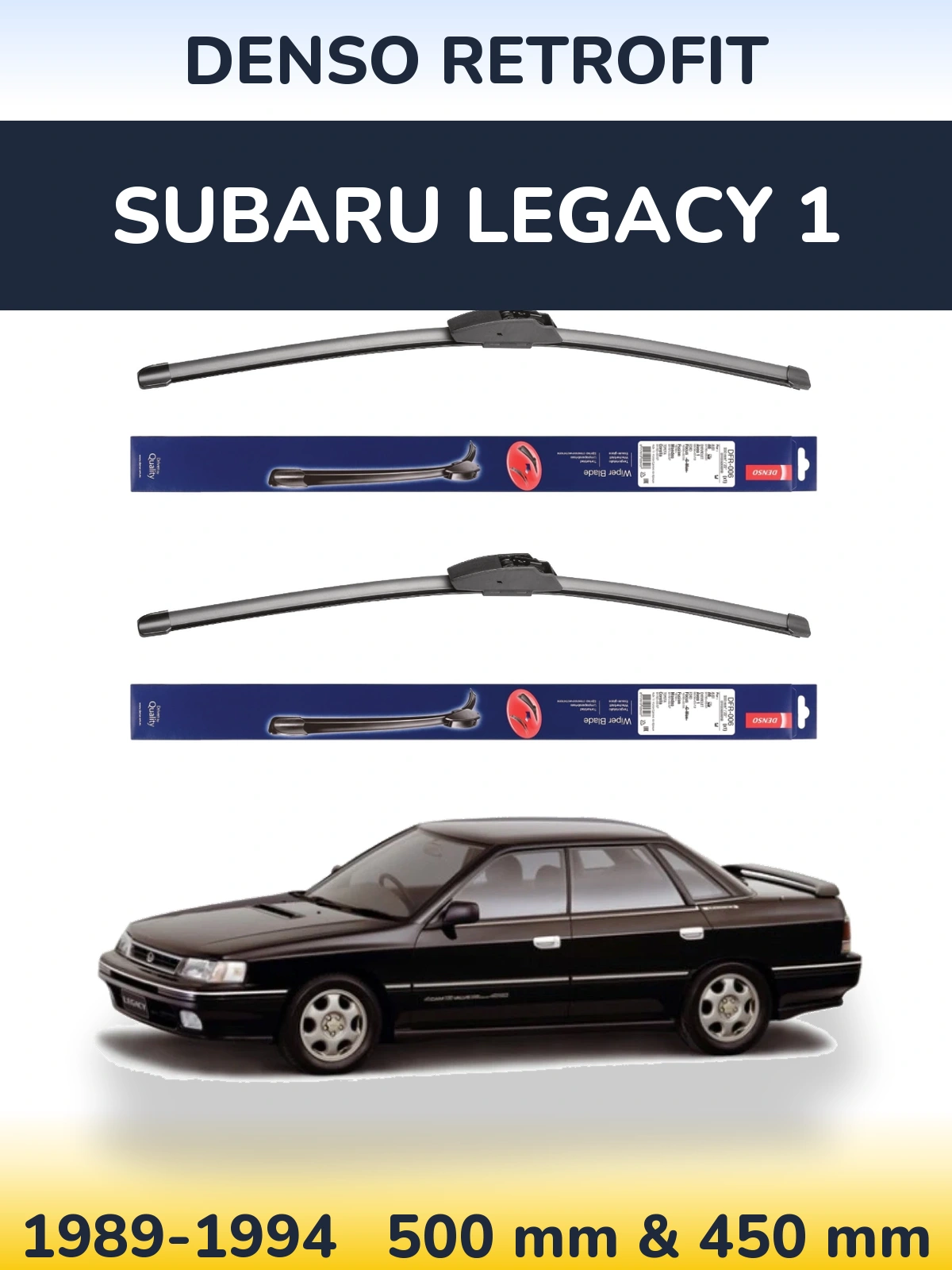 Komplet przednich wycieraczek Denso Retrofit 500 & 450 mm do Subaru Legacy 1 1989-1994