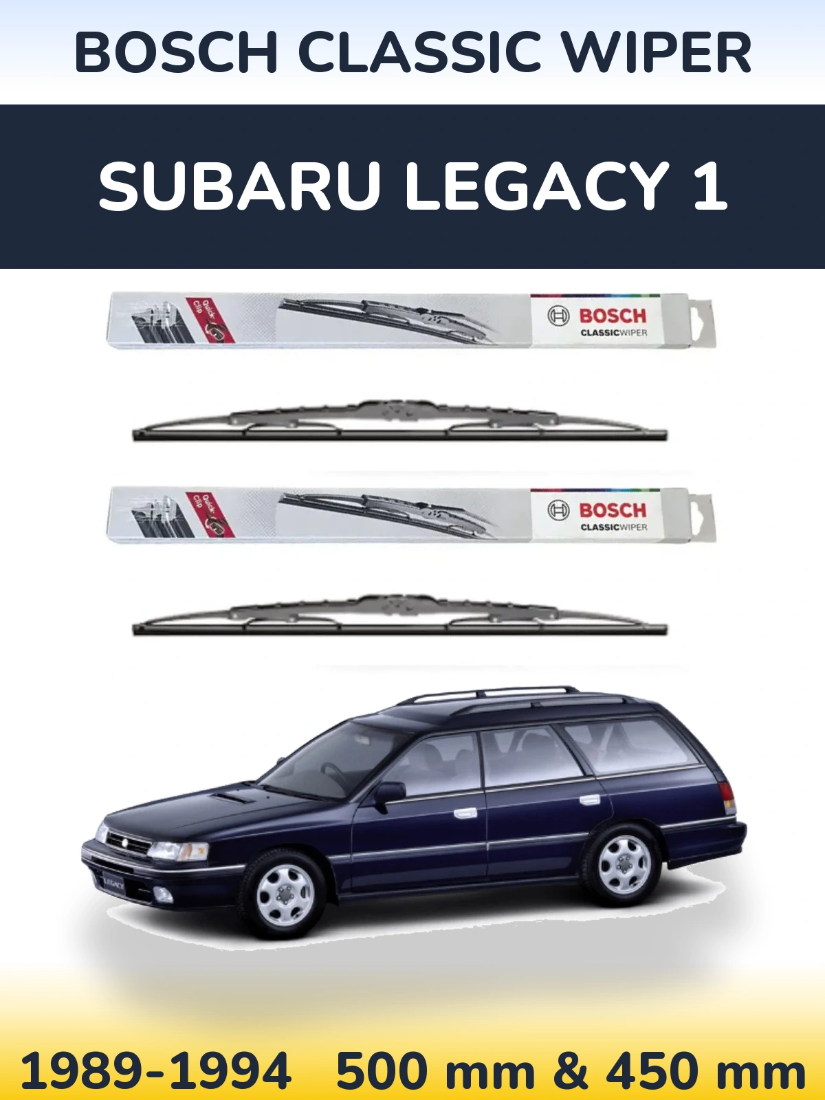 Komplet przednich wycieraczek BOSCH Classic Wiper 500 & 450 mm do Subaru Legacy 1 1989-1994