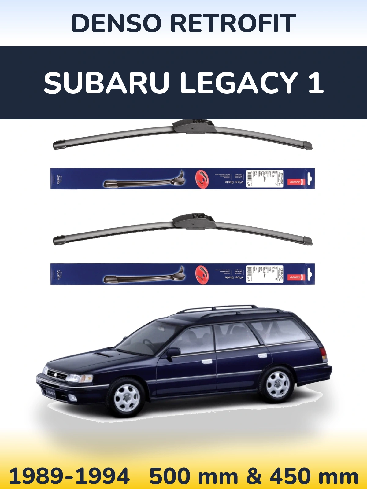 Комплект передних дворников Denso Retrofit 500 & 450 мм для Subaru Legacy 1 1989-1994