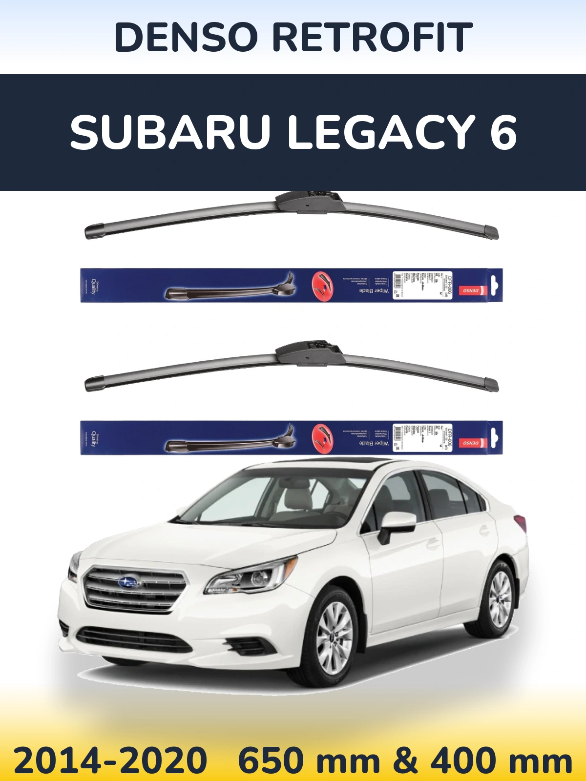Komplet przednich wycieraczek Denso Retrofit 650 & 400 mm do Subaru Legacy 6 2014-2020