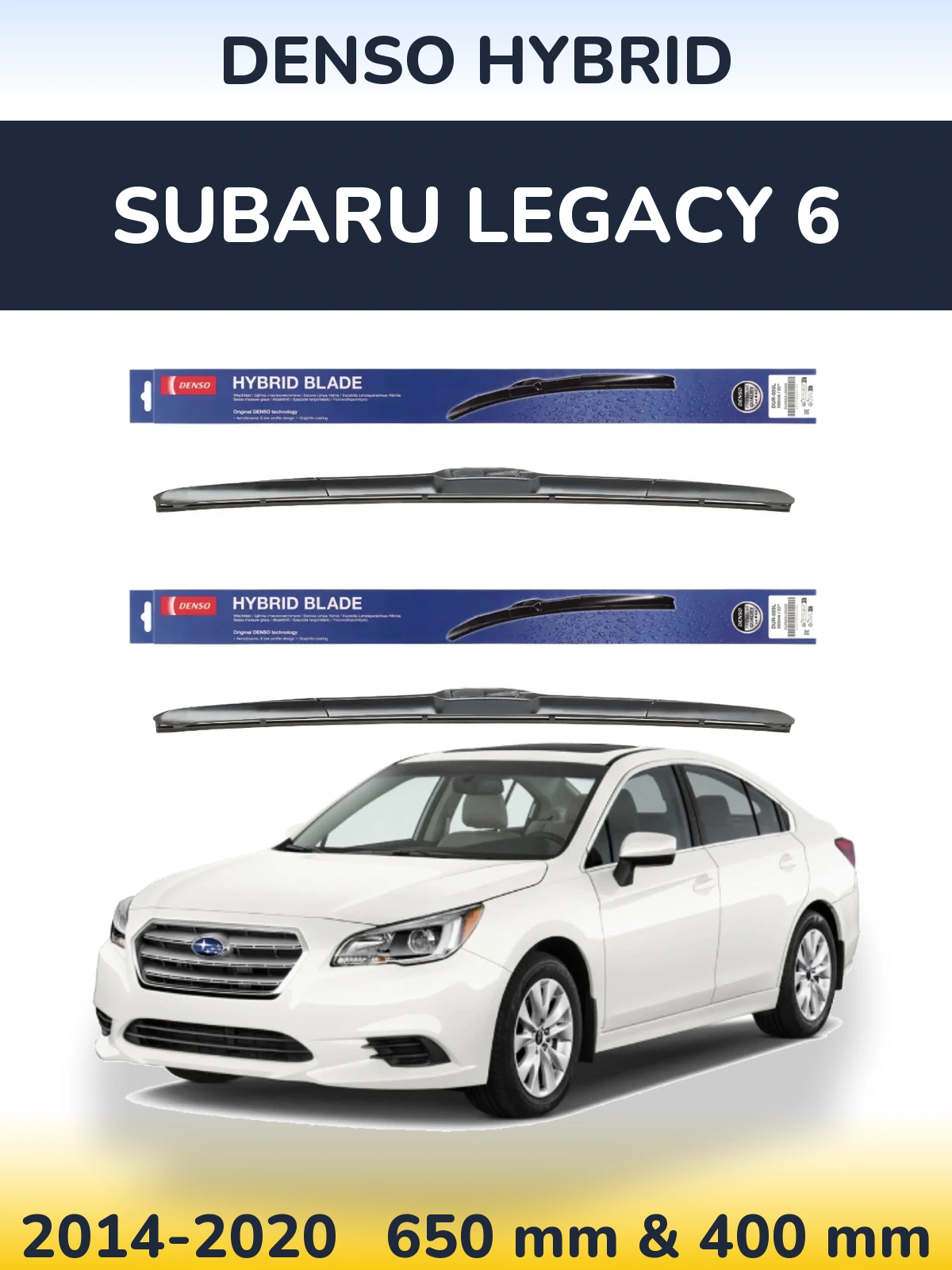 Komplet przednich wycieraczek Denso Hybrid 650 & 400 mm do Subaru Legacy 6 2014-2020