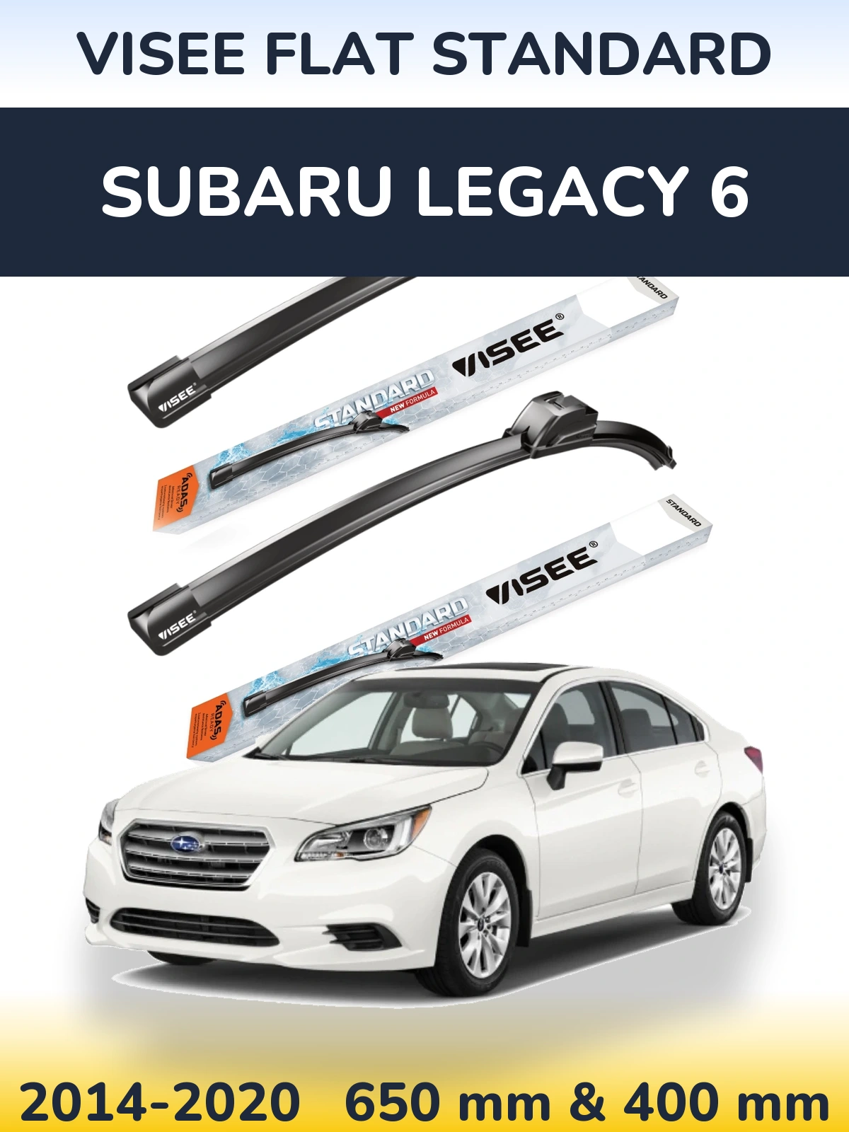 Komplet przednich wycieraczek VISEE FLAT STANDARD 650 & 400 mm do Subaru Legacy 6 2014-2020