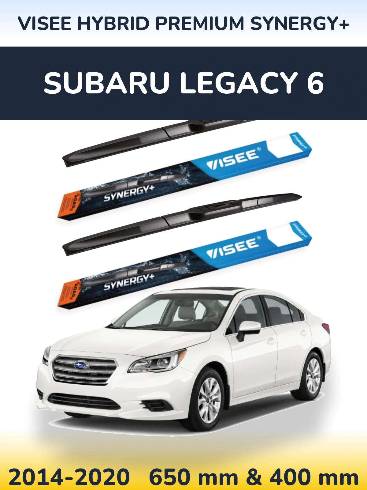 Komplet przednich wycieraczek VISEE HYBRID PREMIUM SYNERGY+ 650 & 400 mm do Subaru Legacy 6 2014-2020