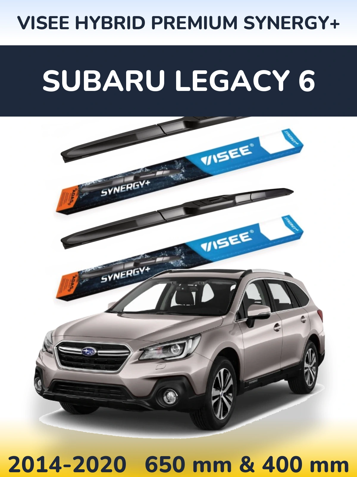 Комплект передних дворников VISEE HYBRID PREMIUM SYNERGY+ 650 & 400 мм для Subaru Legacy 6 2014-2020
