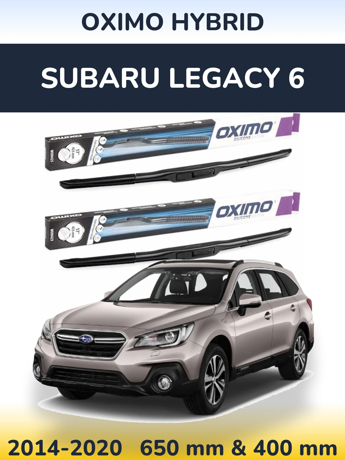 Komplet przednich wycieraczek Oximo Hybrid 650 & 400 mm do Subaru Legacy 6 2014-2020