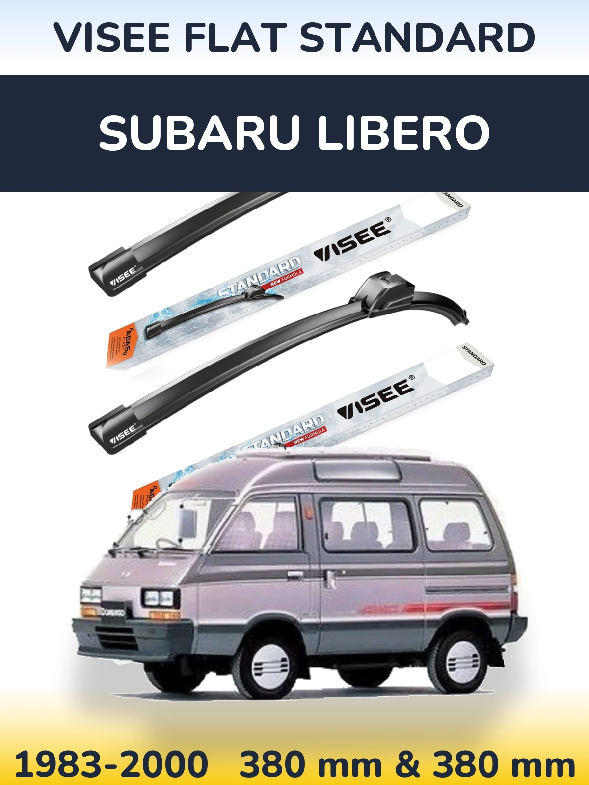Комплект передних дворников VISEE FLAT STANDARD 380 & 380 мм для Subaru Libero 1983-2000