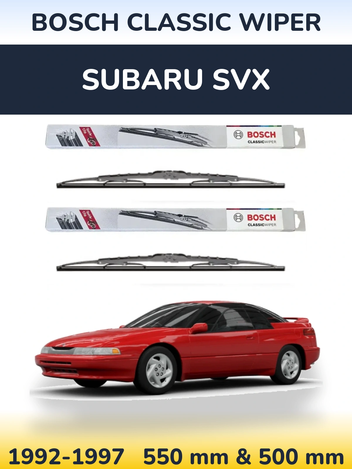 Komplet przednich wycieraczek BOSCH Classic Wiper 550 & 500 mm do Subaru SVX 1992-1997