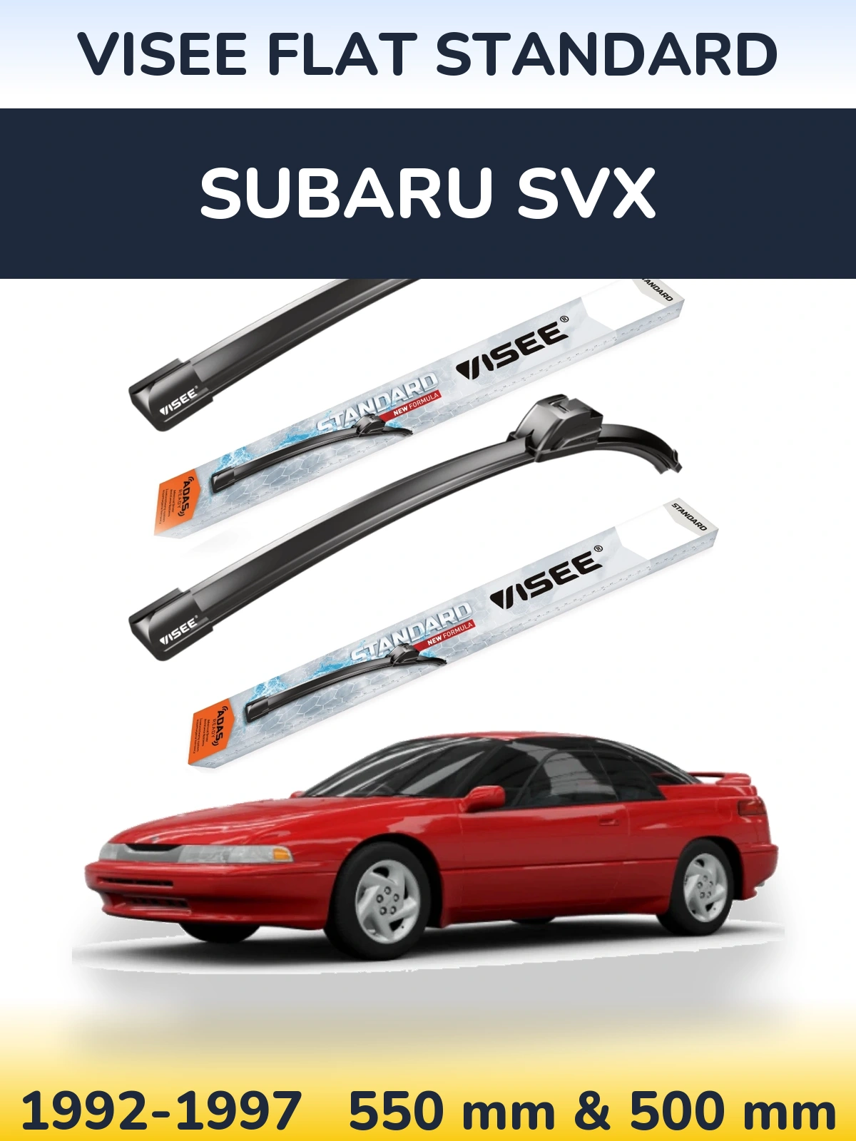 Komplet przednich wycieraczek VISEE FLAT STANDARD 550 & 500 mm do Subaru SVX 1992-1997