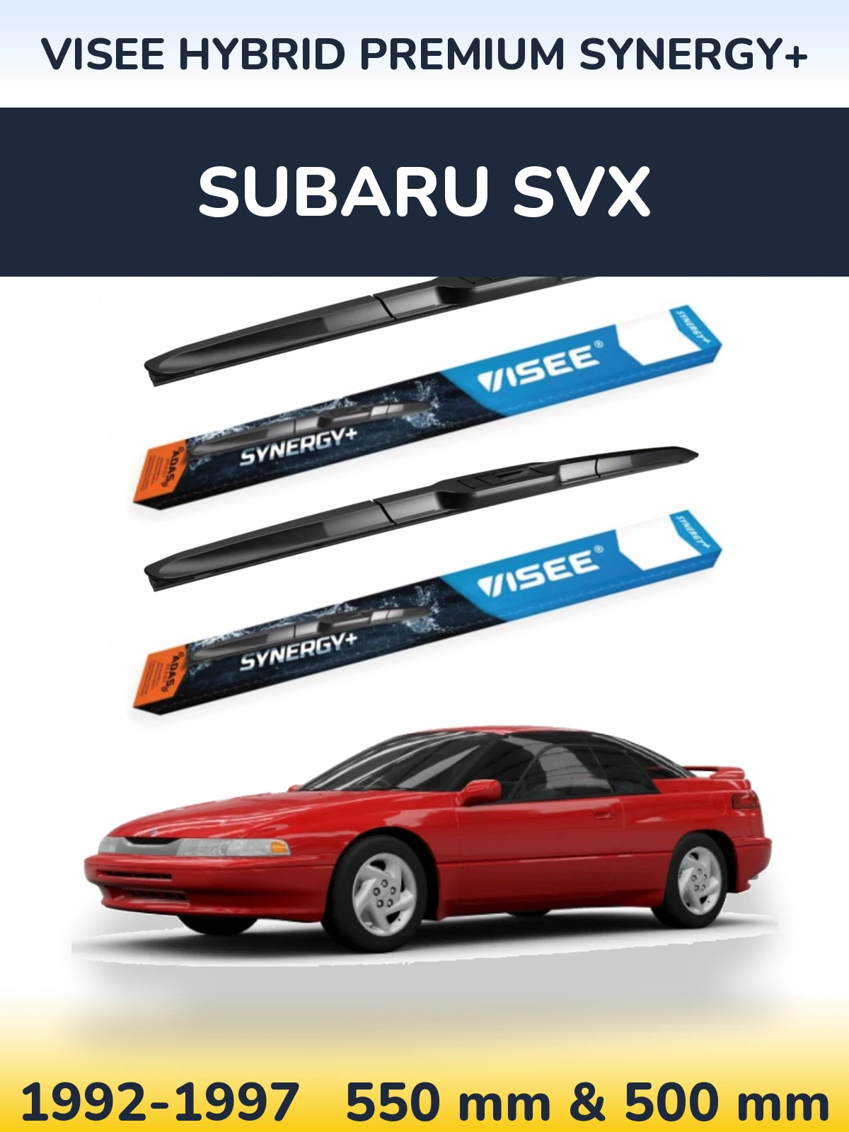 Komplet przednich wycieraczek VISEE HYBRID PREMIUM SYNERGY+ 550 & 500 mm do Subaru SVX 1992-1997