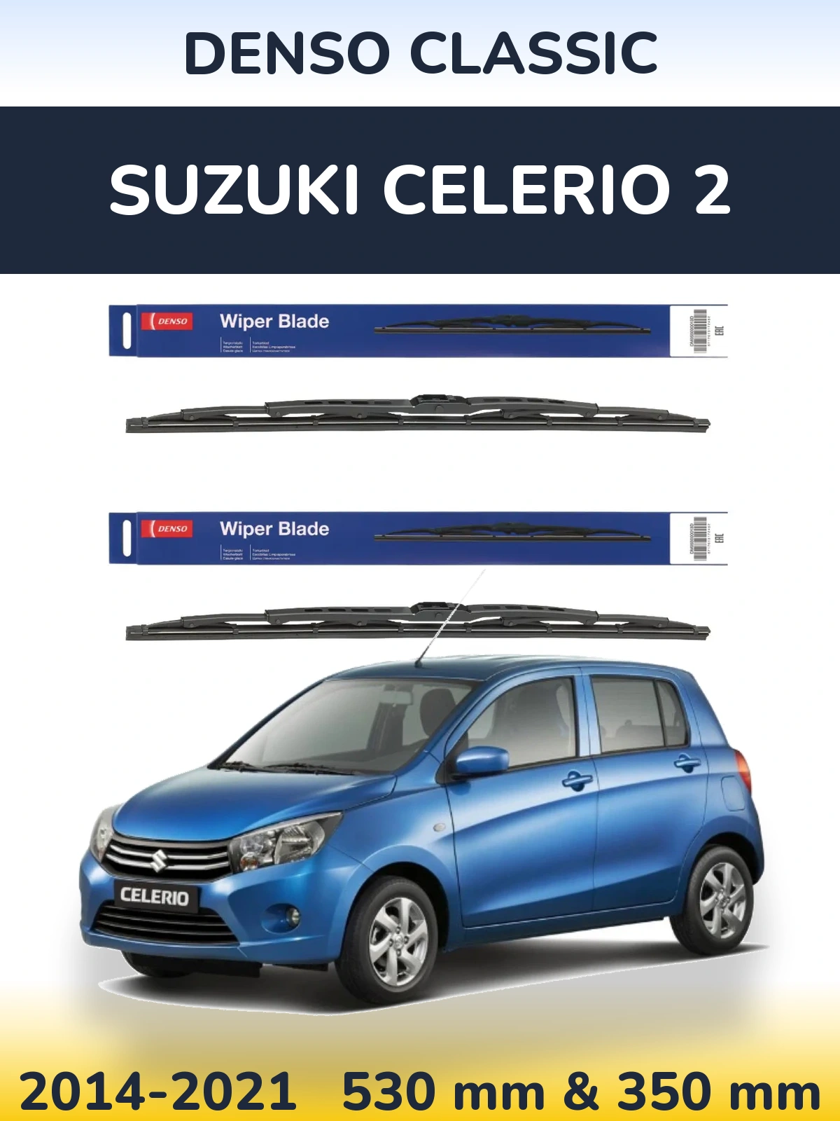 Komplet przednich wycieraczek Denso Classic 530 & 350 mm do Suzuki Celerio 2 2014-2021