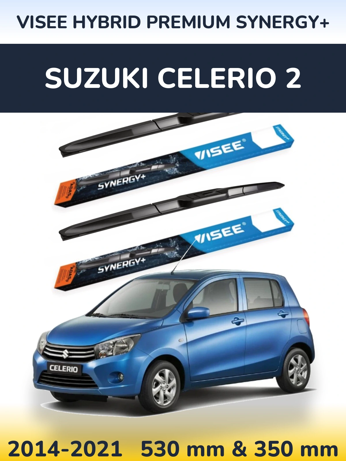 Komplet przednich wycieraczek VISEE HYBRID PREMIUM SYNERGY+ 530 & 350 mm do Suzuki Celerio 2 2014-2021