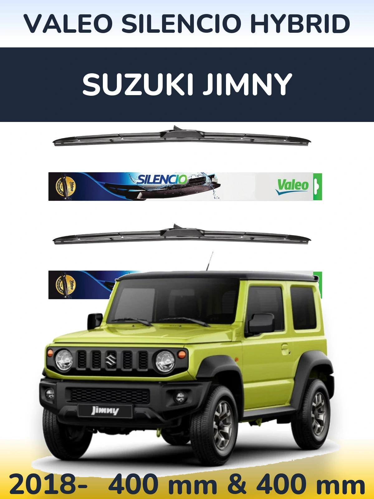 Komplet przednich wycieraczek Valeo Silencio Hybrid 400 & 400 mm do Suzuki Jimny 2018-2026