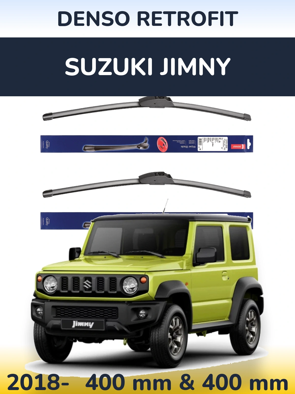 Komplet przednich wycieraczek Denso Retrofit 400 & 400 mm do Suzuki Jimny 2018-2026