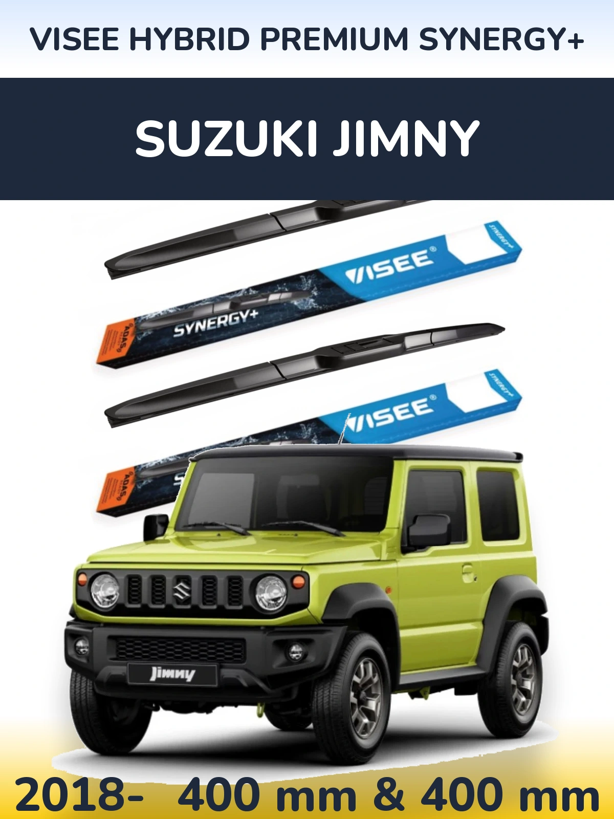 Komplet przednich wycieraczek VISEE HYBRID PREMIUM SYNERGY+ 400 & 400 mm do Suzuki Jimny 2018-2026