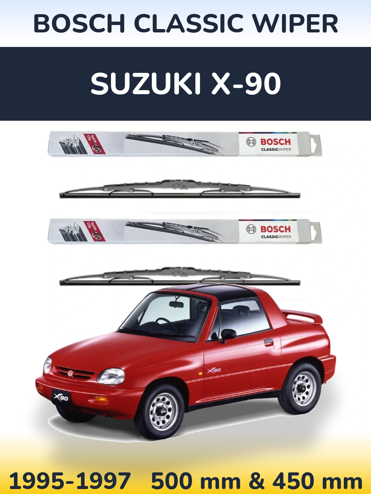 Комплект передних дворников BOSCH Classic Wiper 500 & 450 мм для Suzuki X-90 1995-1997