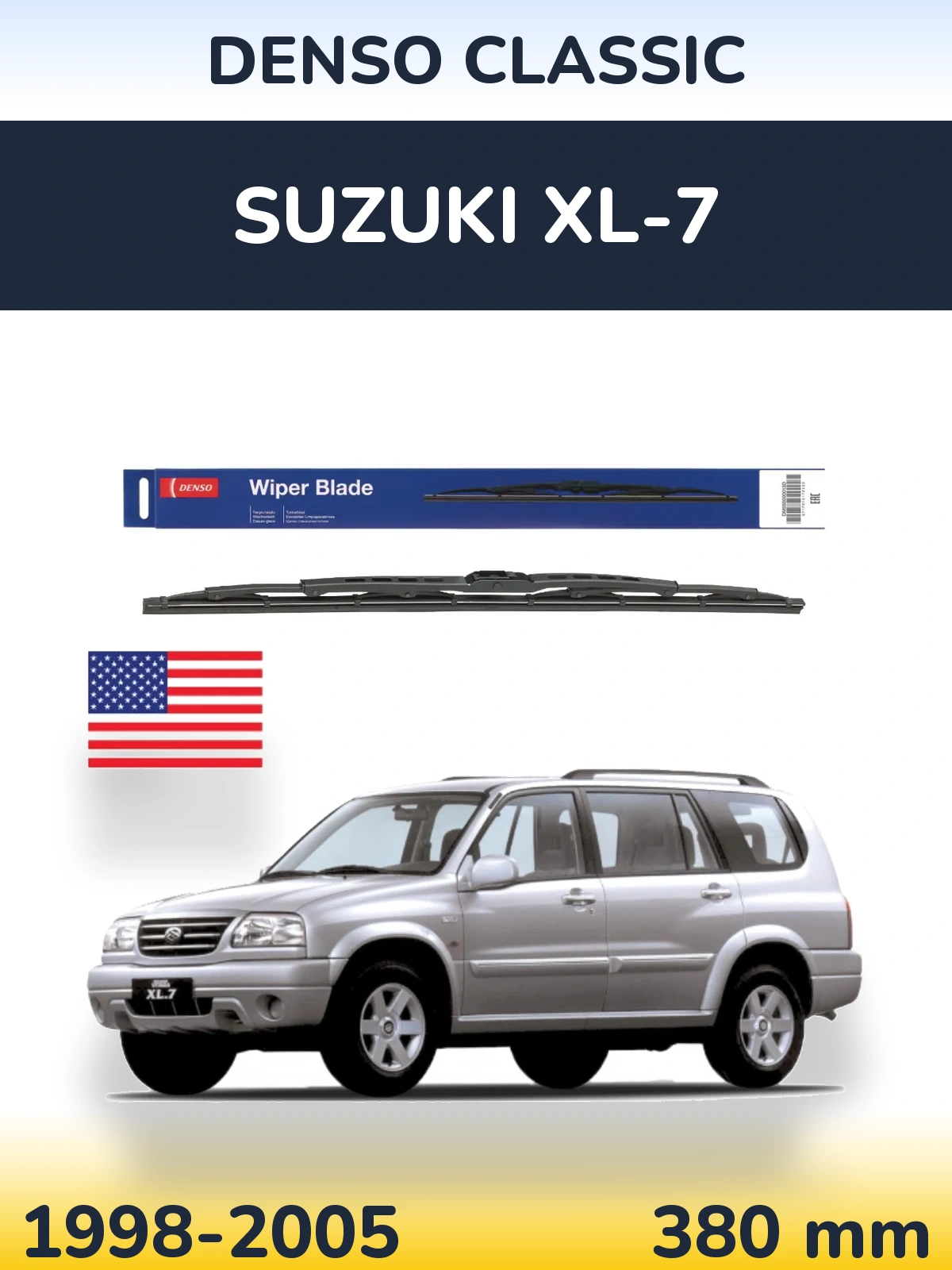 Rear wiper blade Denso Classic 380 mm for Suzuki XL-7 1998-2005