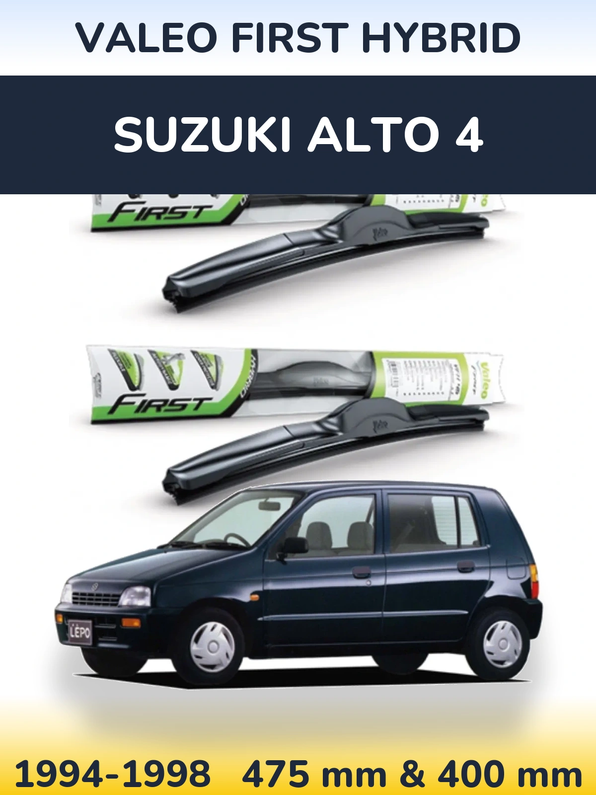 Komplet przednich wycieraczek Valeo First Hybrid 475 & 400 mm do Suzuki Alto 4 1994-1998