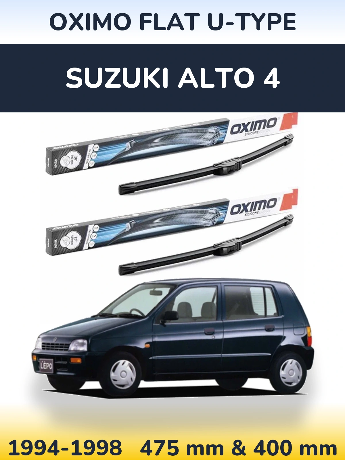 Komplet przednich wycieraczek Oximo Flat U-type 475 & 400 mm do Suzuki Alto 4 1994-1998