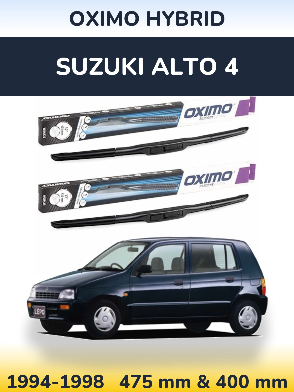 Komplet przednich wycieraczek Oximo Hybrid 475 & 400 mm do Suzuki Alto 4 1994-1998