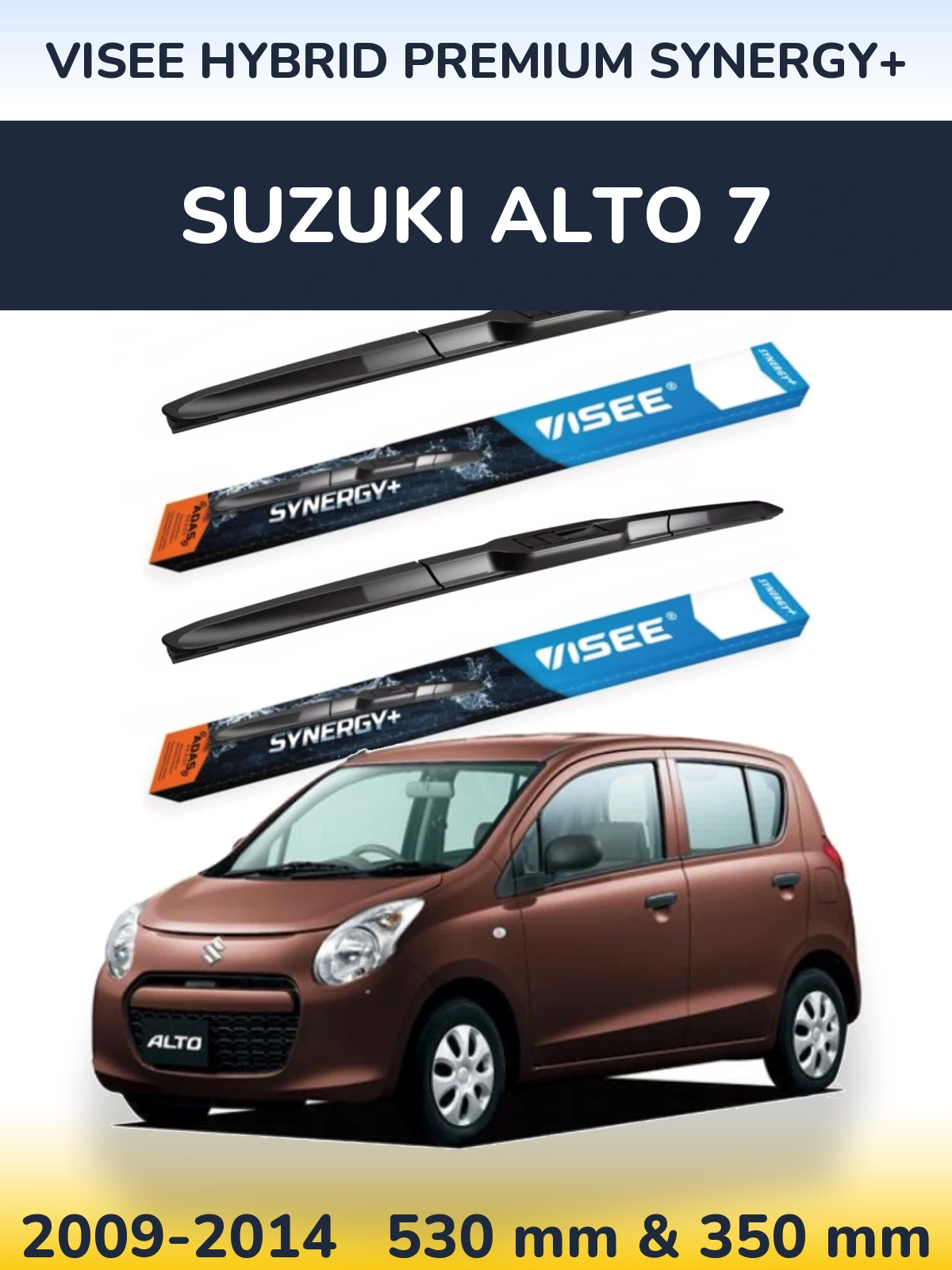 Комплект передних дворников VISEE HYBRID PREMIUM SYNERGY+ 530 & 350 мм для Suzuki Alto 7 2009-2014