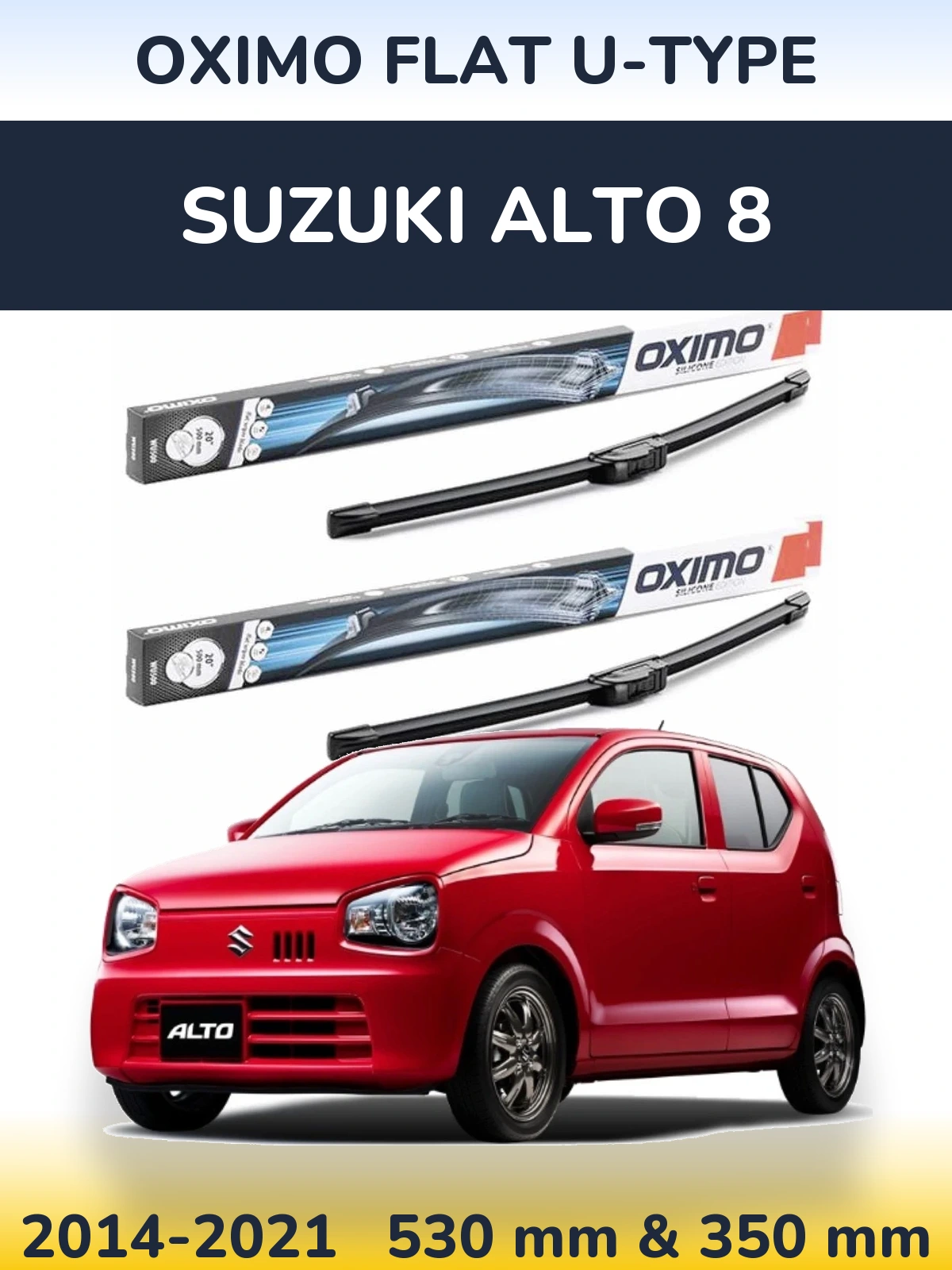 Komplet przednich wycieraczek Oximo Flat U-type 530 & 350 mm do Suzuki Alto 8 2014-2021