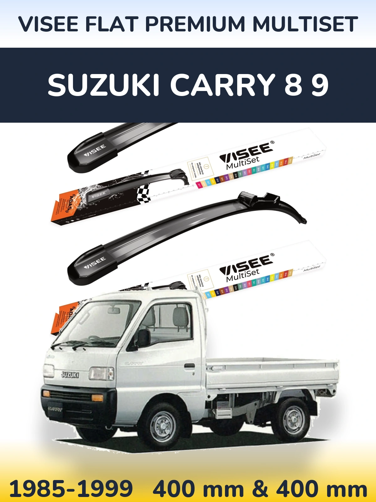 Komplet przednich wycieraczek VISEE FLAT PREMIUM MultiSet 400 & 400 mm do Suzuki Carry 8 9 1985-1999