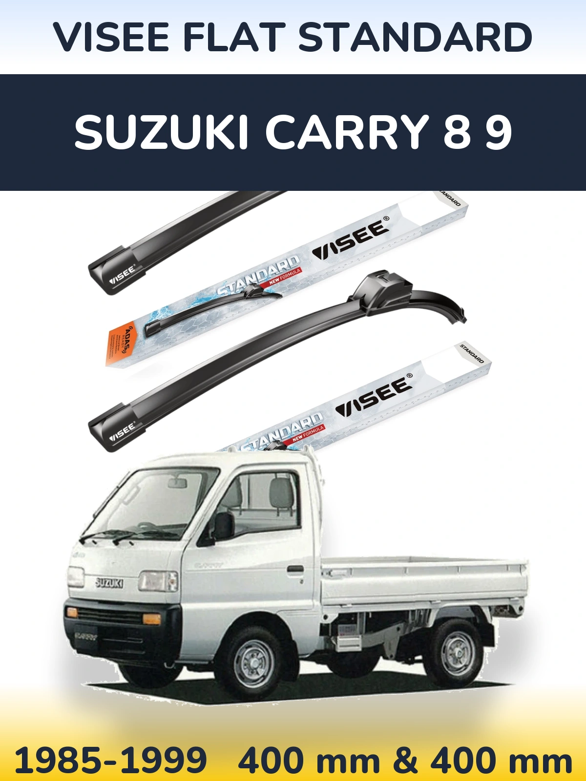 Komplet przednich wycieraczek VISEE FLAT STANDARD 400 & 400 mm do Suzuki Carry 8 9 1985-1999