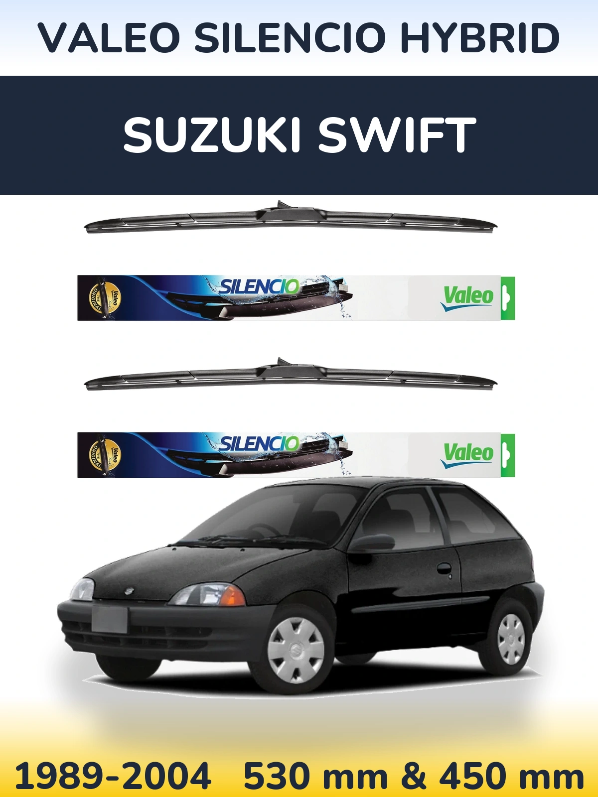 Комплект передних дворников Valeo Silencio Hybrid 530 & 450 мм для Suzuki Swift 1989-2004